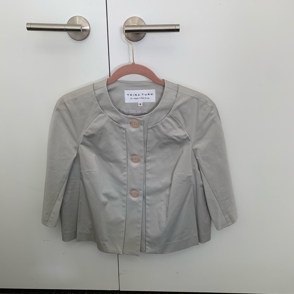 Trina Turk gray cropped cotton jacket